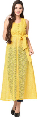 vashist Casual Sleeveless Self Design Women Yellow Top