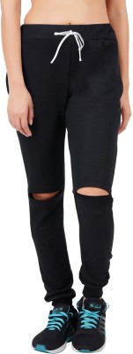 HOTFITS Solid Women Black Track Pants