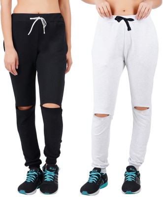 HOTFITS Solid Women White, Black Track Pants