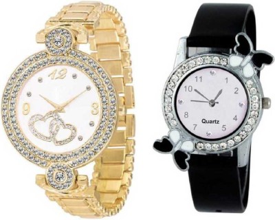 Standard Choice Standard Choice New Bracelet Gold $ Black Watch [ Pack of 2 ] Beautiful Watch For Beautiful Girls Kids And Women Analog Watch  - For Girls