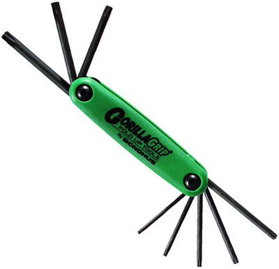 BONDHUS 12638 Set 8 Tamper Resistant Torx Tip GorillaGrip Fold-up Tools TR9-TR40 Folding Allen Key Set