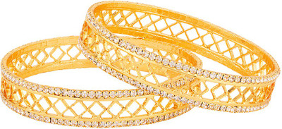 Voylla Brass Cubic Zirconia Gold-plated Bangle(Pack of 2)