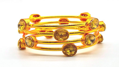 Sangita Alloy Crystal Gold-plated Bangle Set(Pack of 4)