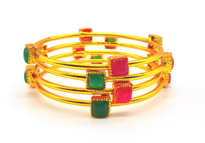 Sangita Alloy Ruby Gold-plated Bangle Set(Pack of 4)