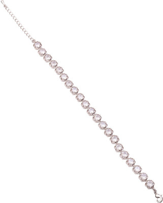 Voylla Brass Cubic Zirconia Silver Bracelet