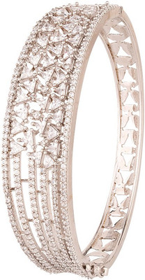 Voylla Brass Cubic Zirconia Silver Cuff
