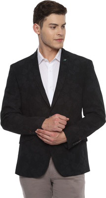 VAN HEUSEN Solid Single Breasted Casual Men Blazer(Black)