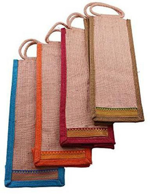 Sanchi Creation Marvell Jute 2 L Bottle Bags (Multicolored)- Pack of 4(Multicolor)