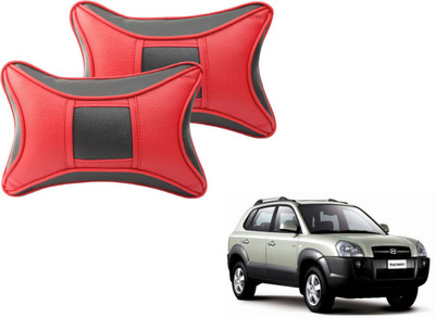 MOCKHE Black, Red Cotton, Leatherite Car Pillow Cushion for Hyundai(Rectangular, Pack of 2)