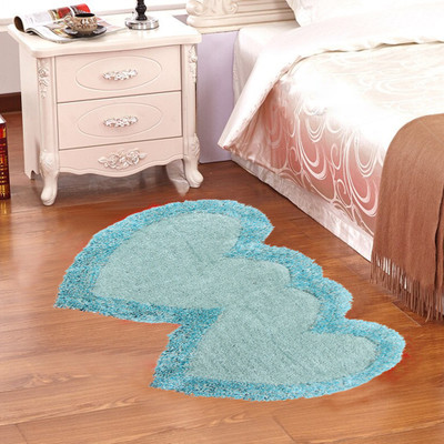 KALYAN GLOBAL Light Blue Polyester Area Rug(2 ft,  X 4 ft, Abstract)
