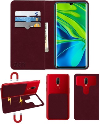 ACM Flip Cover for Xiaomi Mi Note 10(Maroon, Cases with Holder, Pack of: 1)