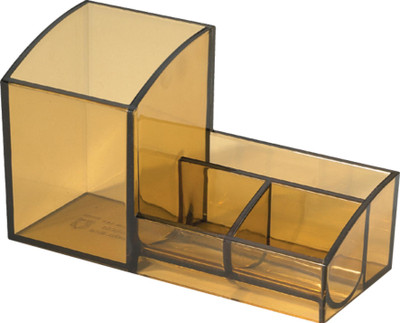 OMEGA 4 Compartments Plastic Pen/Pencil Holder - Elite(Smoke Brown)