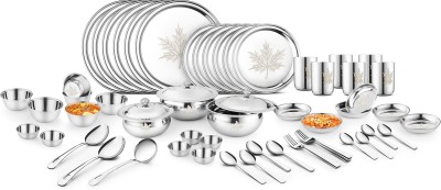 Classic Essentials Pack of 61 Stainless Steel Classic Essentials Premium Mapple with Permanent Lazer design Dinner Set