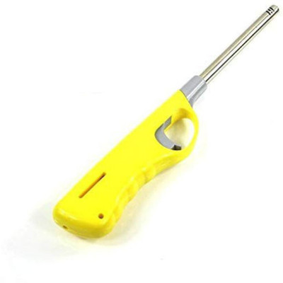 HARISWARUP Refillable and Adjustable Flame Multi Function Plastic Plastic, Steel Gas Lighter(Yellow, Pack of 1)
