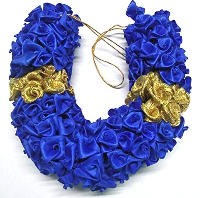 S Mark Smark Bridal Flower Bun Hair Gajra Accessories For South Indian Wedding, Juda Decoration Gajra, Pack Of 1 (Royal blue-Gold) Head Band(Blue)