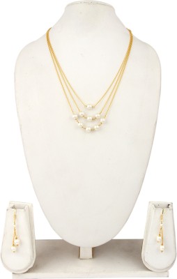 Pearlz Ocean Alloy Gold-plated Gold, White Jewellery Set(Pack of 1)