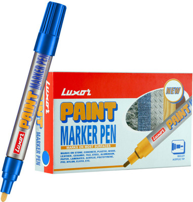 LUXOR Blue Paint Marker Pen(Set of 10, Blue)