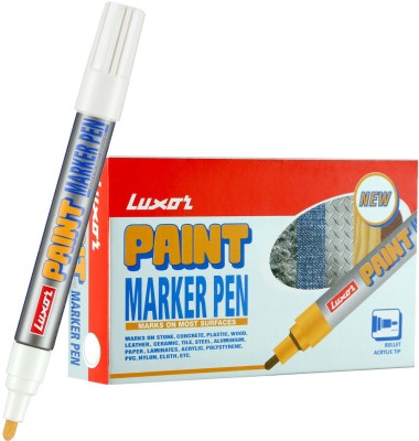 LUXOR White Paint Marker Pen(Set of 10, White)