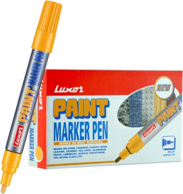 LUXOR Yellow Paint Marker Pen(Set of 10, Yellow)
