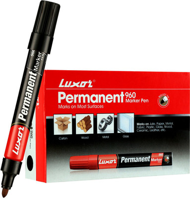 LUXOR Black Permanent Marker(Set of 10, Black)