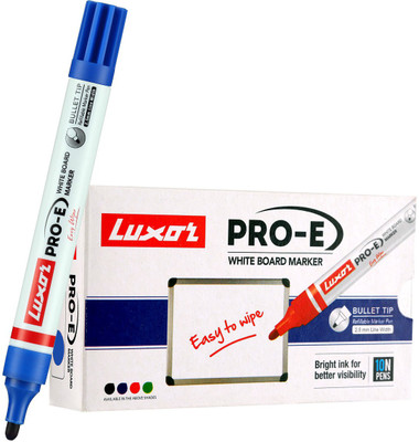 LUXOR Pro-E Refillable White Board Marker(Set of 10, Blue)