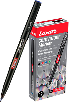 LUXOR Blue CD/DVD/OHP Marker(Set of 10, Blue)