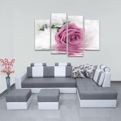 Techno Leather 3 + 2 + 2 Grey and White Sofa Set