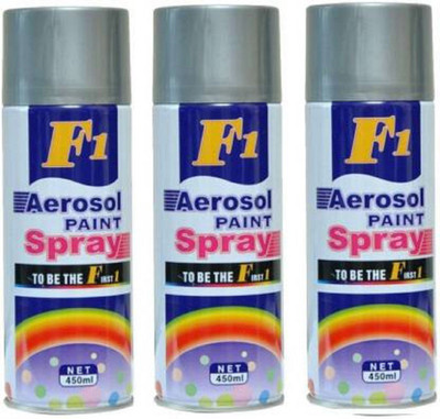 CUBE F1 Aerosol Spray Paint Silver Spray Paint 450 ml(Pack of 3)
