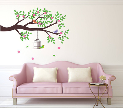 Littlebuds 70 cm Birds On Tree Removable Sticker(Pack of 1)