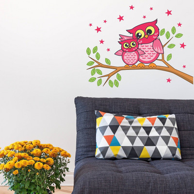 Littlebuds 90 cm Owl On Tree Removable Sticker(Pack of 1)