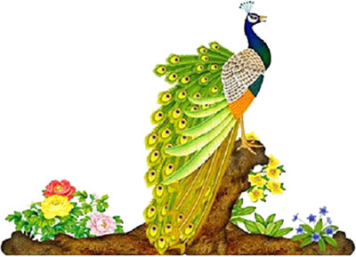 PERFECT DECOR 100 cm 3D WALLSTICKER MULTICOLOR EMBOSS FINISH PEACOCK SITTING ON TREE BRANCH ( 70CM X 100CM ) Self Adhesive Sticker(Pack of 1)