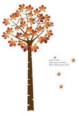 PERFECT DECOR 200 cm WALLSTICKER OF AUTUMN TREE WITH BIG LEAVES Self Adhesive Sticker(Pack of 1)