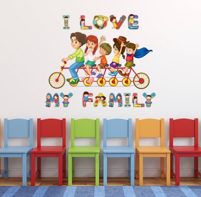 Wallzone 70 cm I Love My Family Removable Sticker(Pack of 1)