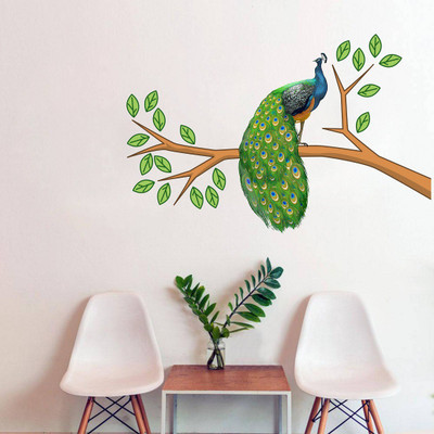 Littlebuds 70 cm Peacock Removable Sticker(Pack of 1)