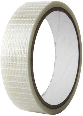 EmmEmm Anti Scuff Self Adhesive Cross Filament Tape or Fiber Glass Bat Face Repair/ Protection Tape(White, Silver)