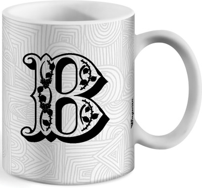 Wagwan Printed Alphabet “B” Tea And Coffee (350 ML)  Ceramic Coffee Mug(350 ml)