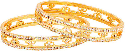Voylla Brass Cubic Zirconia Gold-plated Bangle(Pack of 2)
