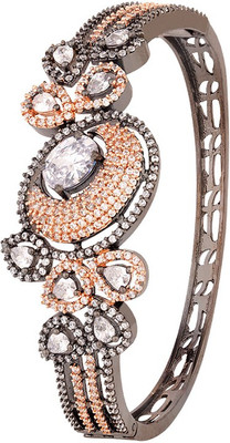 Voylla Brass Cubic Zirconia Black Silver Cuff