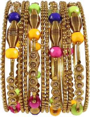 Zulka Get Your Traditions Metal Zircon Bangle Set(Pack of 12)