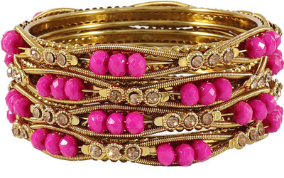 Zulka Get Your Traditions Metal Zircon Bangle Set(Pack of 4)