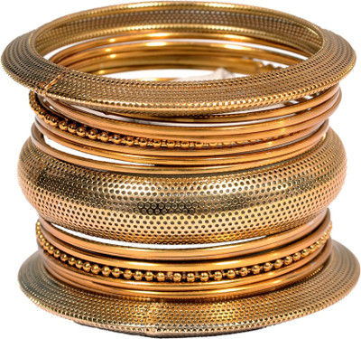 JSD Alloy Gold-plated Bangle Set(Pack of 15)