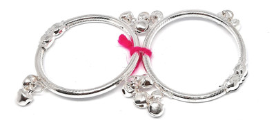 SMARNN Metal Silver Bangle(Pack of 2)