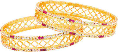 Voylla Brass Cubic Zirconia Gold-plated Bangle(Pack of 2)