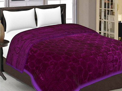 Oshano Solid Double Mink Blanket for  Heavy Winter(Polyester, Purple)