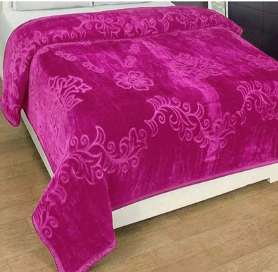 MANVIKA Floral Double Mink Blanket for  Heavy Winter(Polyester, Pink)