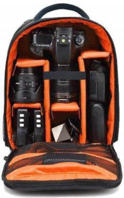 GOD BOY Camera Backpack Waterproof, DSLR Camera, Lens,Camera Accessories Camera Bag(Orange, Black)