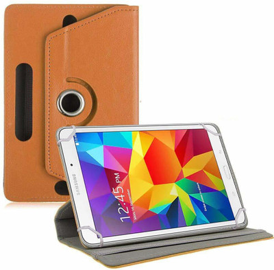 TGK Book Cover for Samsung Galaxy Tab 4 SM-T337 8 inch Tablet | Rotating Leather Stand Case(Orange, Cases with Holder)