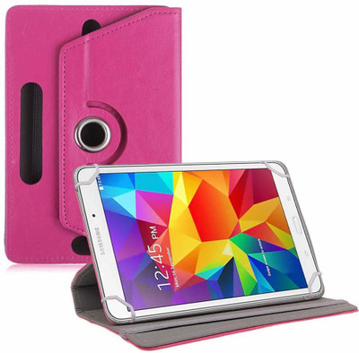 TGK Book Cover for Samsung Galaxy Tab 4 SM-T337 8 inch Tablet | Rotating Leather Stand Case(Pink, Cases with Holder)