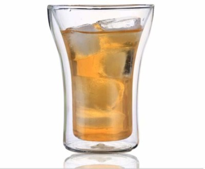 P-PLUS INTERNATIONAL Borosilicate Glass Glass Cups Pack of 1 250ml P13 ,Double Wall Glass Mugs, Coffee Mugs or Tea Cups, Heat Resistance Glass Beer Glass(250 ml, Plastic, Clear)