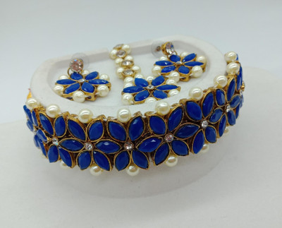 taransha Alloy Gold-plated Blue Jewellery Set(Pack of 1)